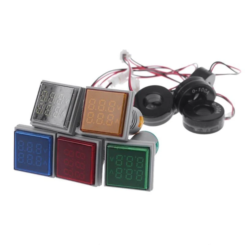 Y1AD Voltmeter Ammeter AC 0-100A 60-500V Meter Double Display LED Display Voltmeter LED Digital Tester Detector