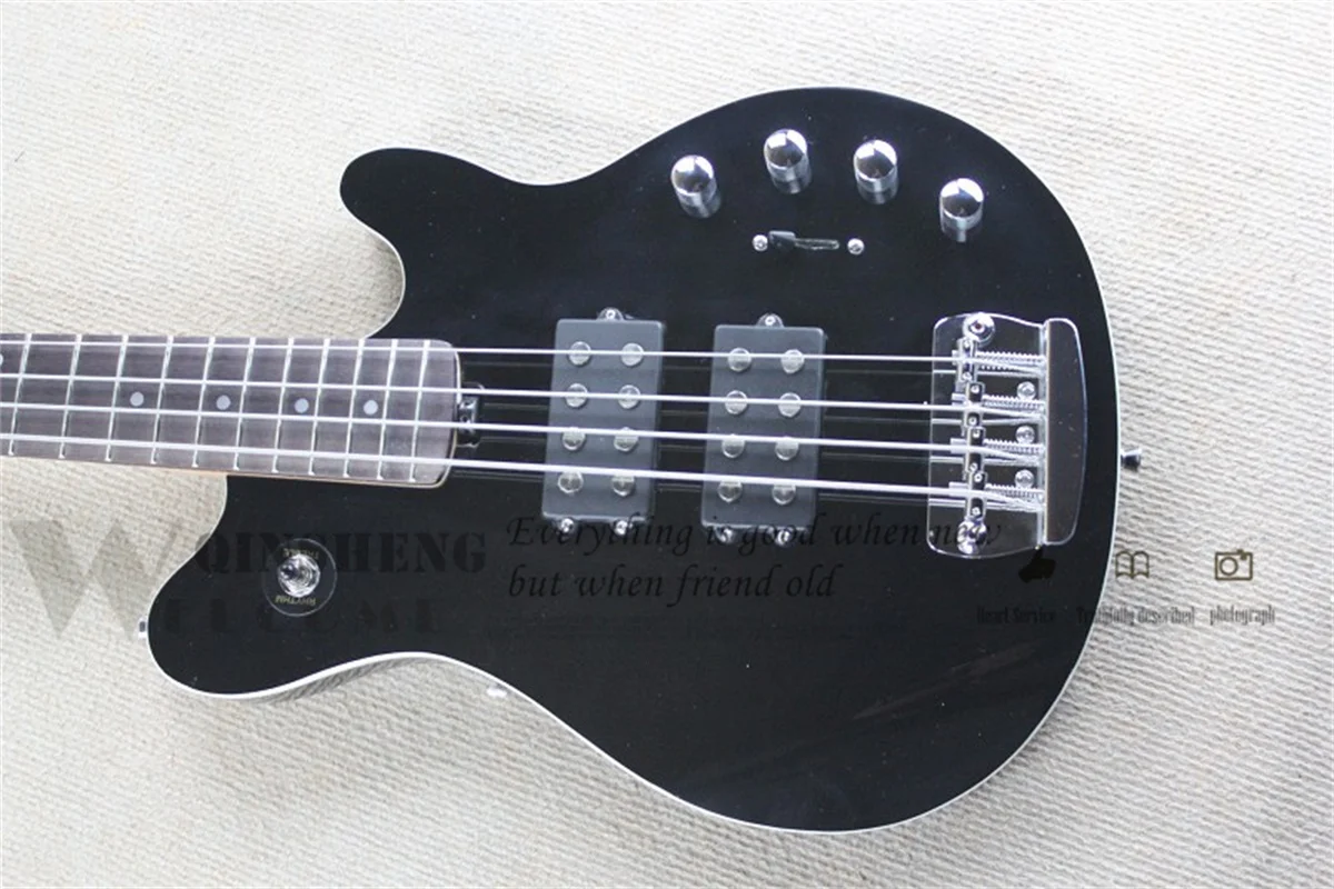 4 Strings Bass Guitar Ra Bass Black Basswood Body  White Binding Active Battery Chrome Bridge