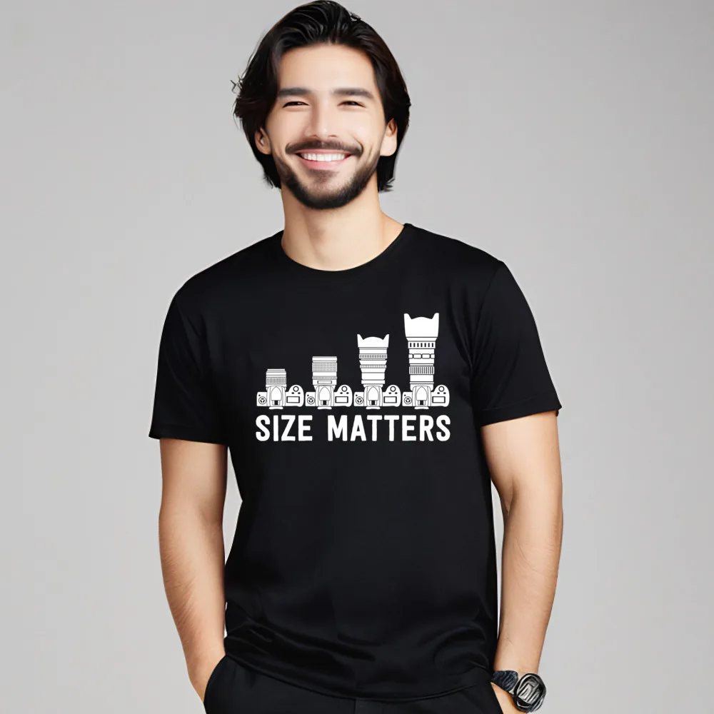 Funny Photography Lens Size Matters Slogan Christmas 100% Cotton O Neck Men Tops & Tees T Shirt Retro Short Sleeve T Shirts