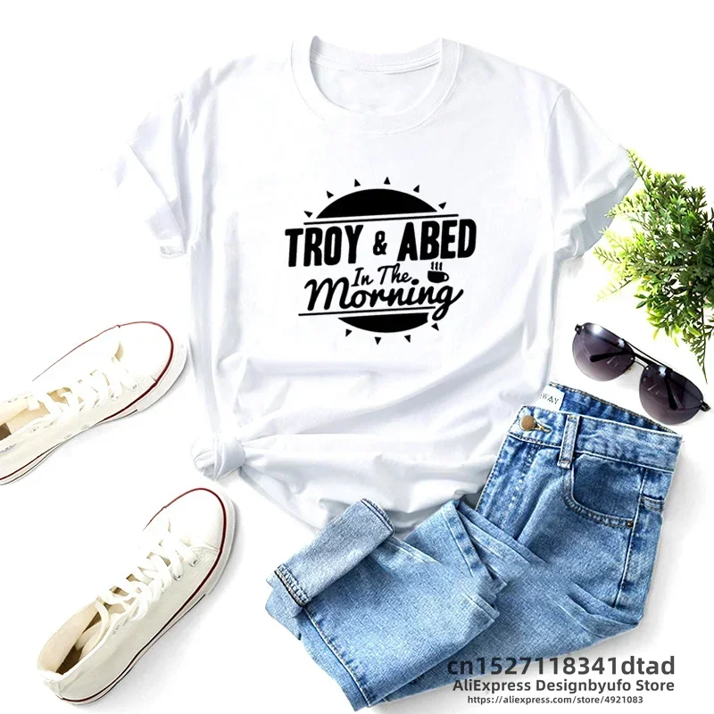 Troy and Abed In The Morning T Shirt O Neck Women Summer Community Tv Show Greendale College Tee Shirt Streetwear Woman Clothing