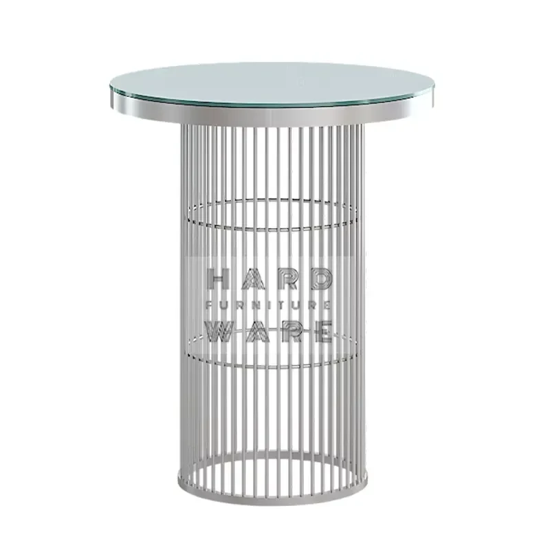 Modern Portable Bar Table High Top Round Silver Cocktail Stand for Party Home Use Compact Design Easy Assembly Furniture