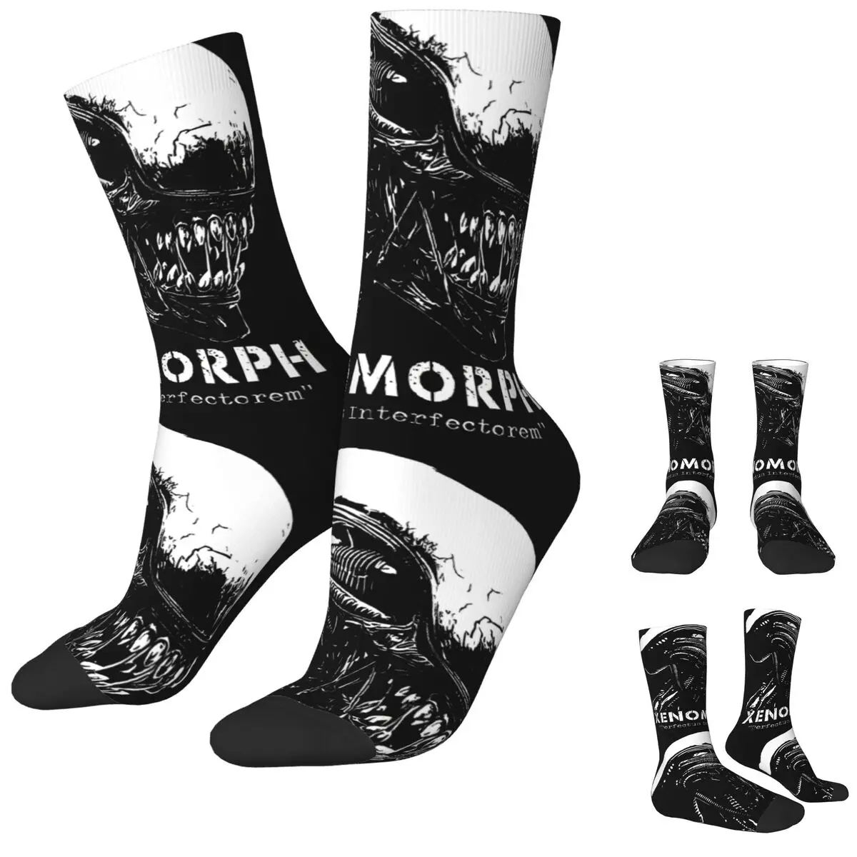 Alien Xenomorph Socks Men's Women's Polyester Funny Happy Socks Novelty Spring Summer Autumn Winter Socks Gifts