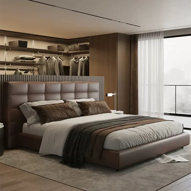 Lawrence Lawrence Leather Bed Master Bedroom High-end Atmosphere Modern Simple Light Luxury Double Wedding Bed Italian Minimalis