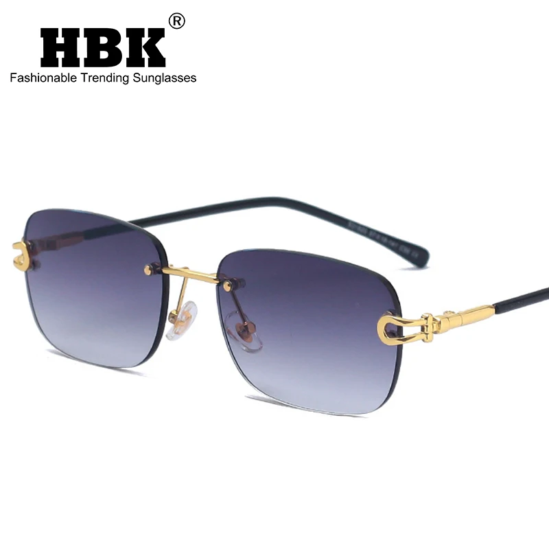 

HBK 2022 New Rimless Gradient Sunglasses Men Women 2022 Unisex Fashion Metal Luxury Sun Glasses Lunette De Soleil Femme UV400