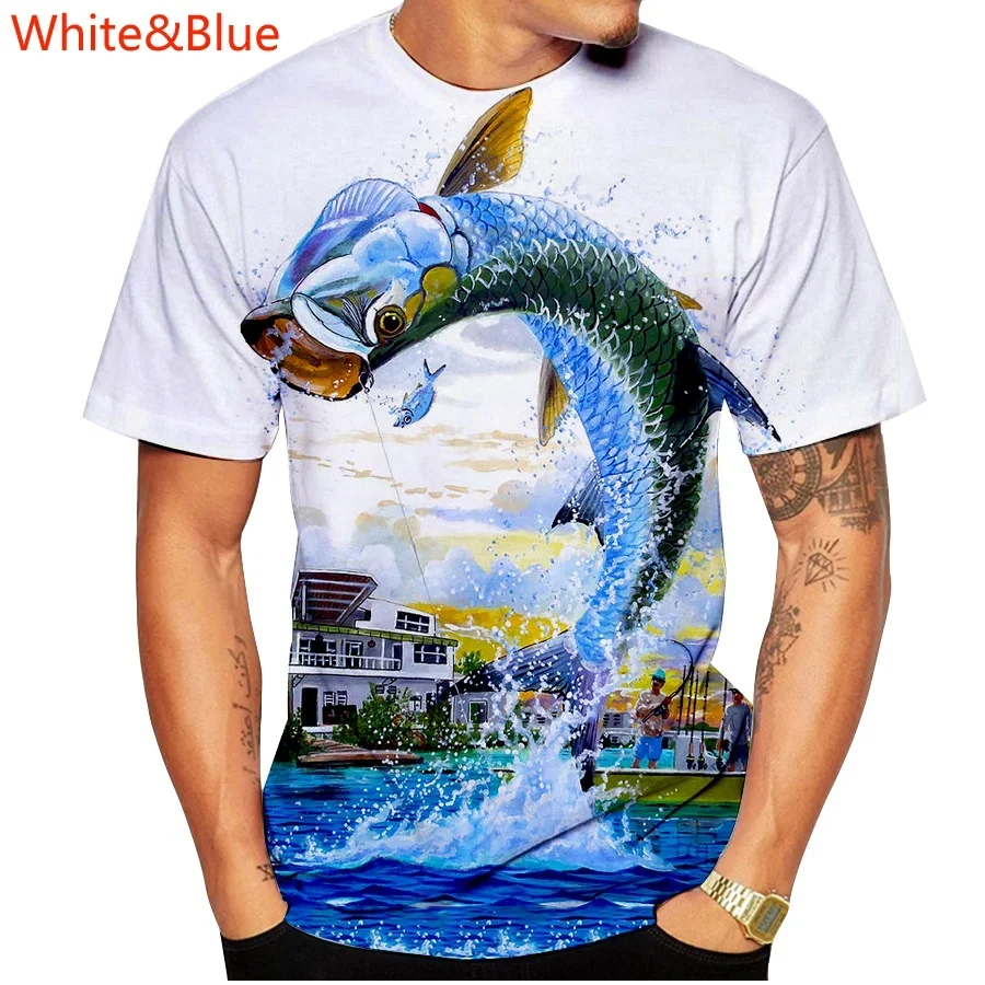 Fashion 3D Deep Sea Fish T Shirt Hipster Harajuku Casual Tops Cool Ferocious Fish T Shirt Unisex Men Spring and Summer Top Tee