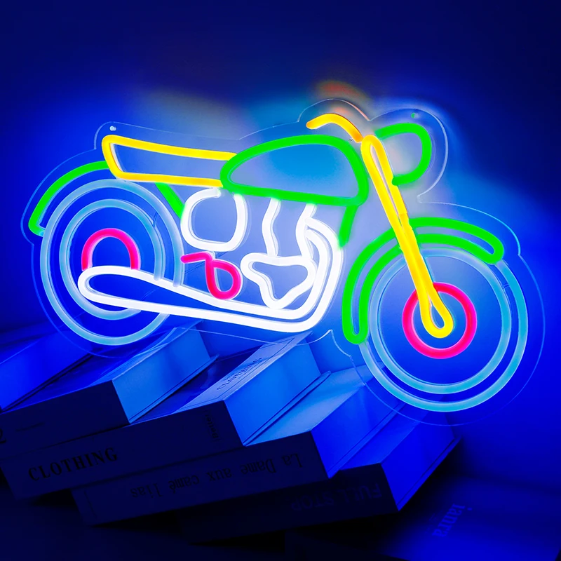 Led Neon Sign Motorbike Neon Light with Dimmable Switch Gaming Motorcycle Neon Sign for Kids Game Room Halloween Decor