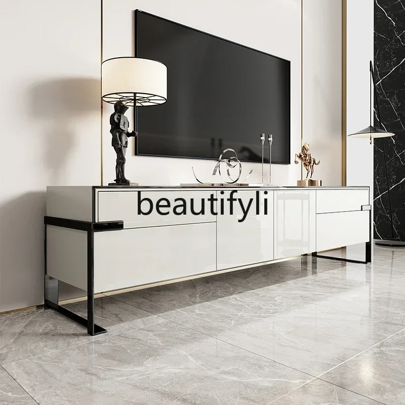 

ls 27Minimalist TV Cabinet Modern Simple Solid Wood Living Room Video Cabinet Bedroom Paint Side Cabinet Floor