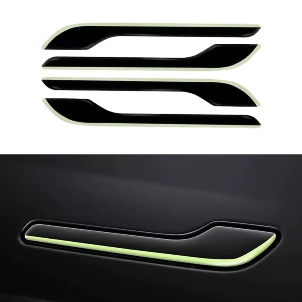 For Tesla For Model Y For Model 3 Door Handle Glow Stickers Luminous Plastic Trim for Enhanced Night Visibility