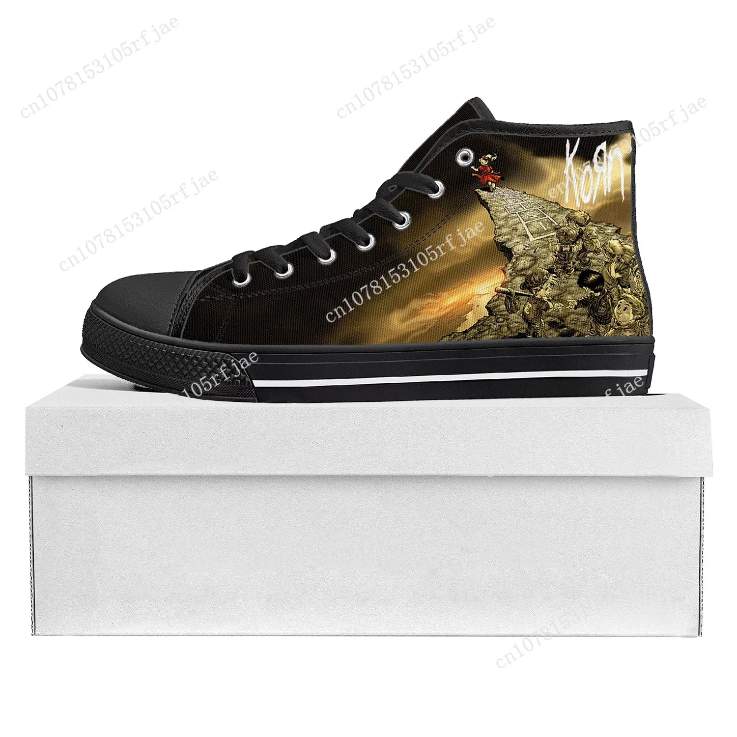 Korn Rock Band High Top High Quality Sneakers Mens Womens Teenager Canvas Sneaker 3D Print Casual Couple Shoes Custom Shoe Black