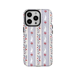 Korean Ins Purple Floral Rabbit Phone Case for IPHONE 15PRO MAX 14 13 12 11 PRO Plus 11Acrylic TPU Two in One Mobile Phone Cases