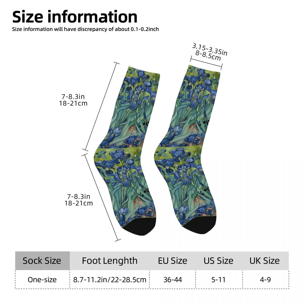 Vincent Van Gogh's Irises Cat Black Cat Unisex Winter Socks Hip Hop Happy Socks street style Crazy Sock