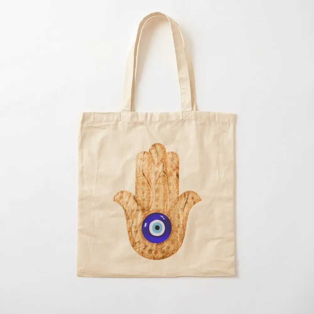 

Gold Hamsa Hand with Evil eye Tote Bag Women's beach bags Fabric bag Tote Bag