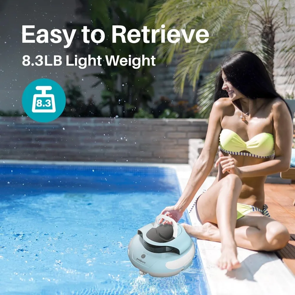 Cordless robot pool cleaner, equipped with a 5000mAh large battery to extend its lifespan