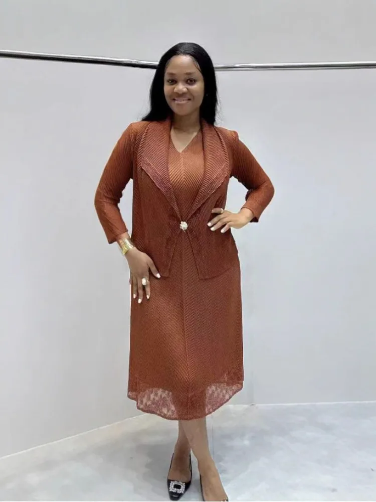 

Miyake кружевной жилет, юбка, свободный костюм, модная повседневная куртка, свободная темпераментная элегантная женская одежда из двух предметов