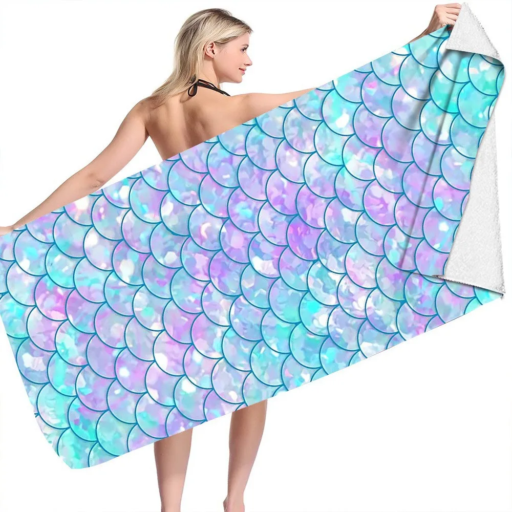 

Mermaid Bath Beach Towel Fashion Print Microfiber Soft Water Absorbing Breathable For Girl Kids Summer Swimming Beach Towel