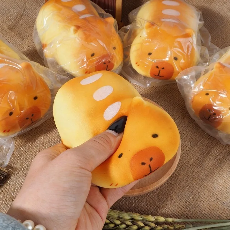 Squishy Capybara Bread Squeeze Toy Soft Cute Cartoon Capibara Fidgets Toys Anti Stress Slow Rebound Squishy Toy for Friend Gifts