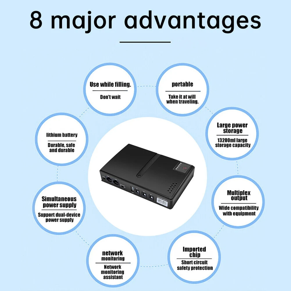 Low-noise UPS Backup DC UPS Mobile Office 5V 9V 12V Output Long-term Operation Low-battery Reminder For Monitoring Equipment