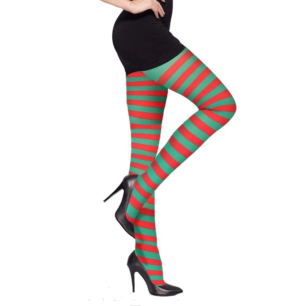 

Sweet Striped Pantyhose Elastic Over Knee Long Hosiery Cosplay High Stockings Christmas