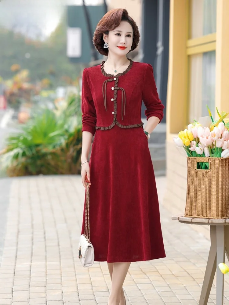 

Модная юбка миди из смесового полиэстера для женщин среднего возраста, комфортная, для весны и осени