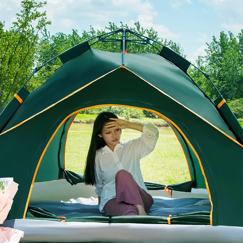 Factory Wholesale Automatic Camping Glamping Tent Outdoor Double-Layer Tent 3-4 Person Portable Waterproof Folding Tent