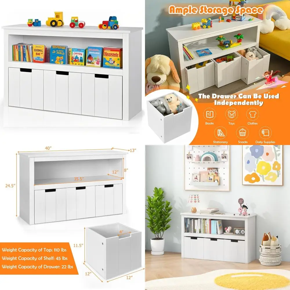 Органайзер для хранения детской игровой комнаты со съемными ящиками, небольшая книжная полка для детей, решения для хранения книг