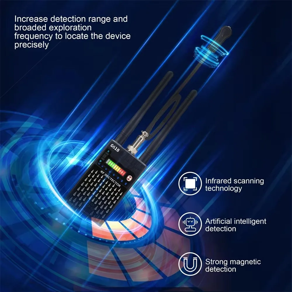 Супер чувствительный детектор звуковых ошибок G618W G618, скрытая камера, обнаружение GSM, GPS-трекер, полный диапазон радиочастотных ошибок, сканер устройства мониторинга детектор жучков и камер