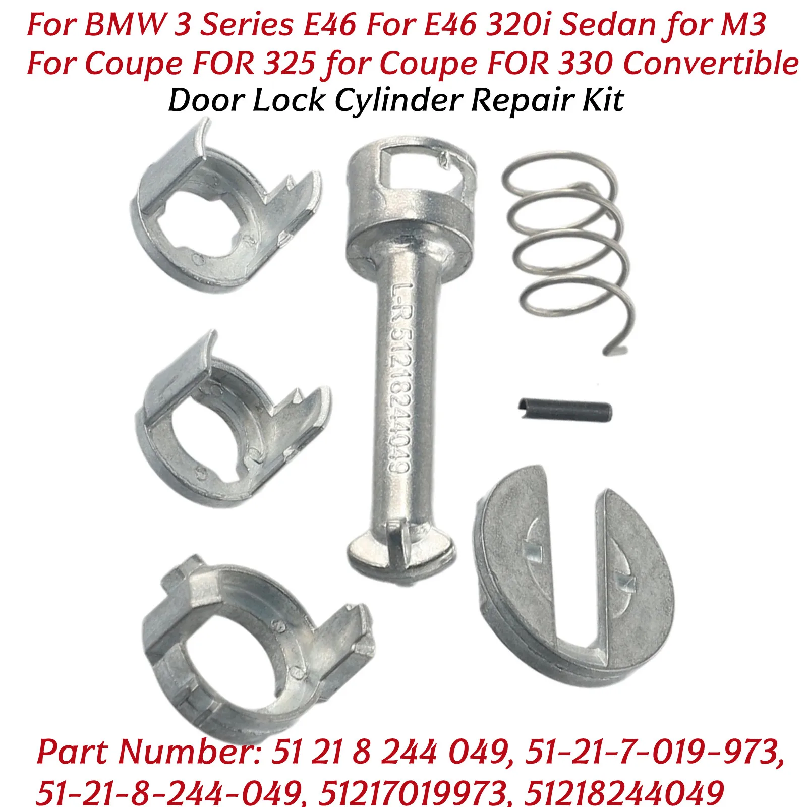 For BMW E46 323i 325i 328i 330i 1998-2006 7pcs/set Door Lock Cylinder Repair Kit Metal 51-21-8-244-049 51217019973