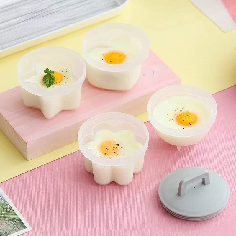 4Pcs Cute Egg Boiler Mold Egg Poacher Maker Plastic Egg Form For Kids Baking Kitchen Egg Cooking Tools With Brush