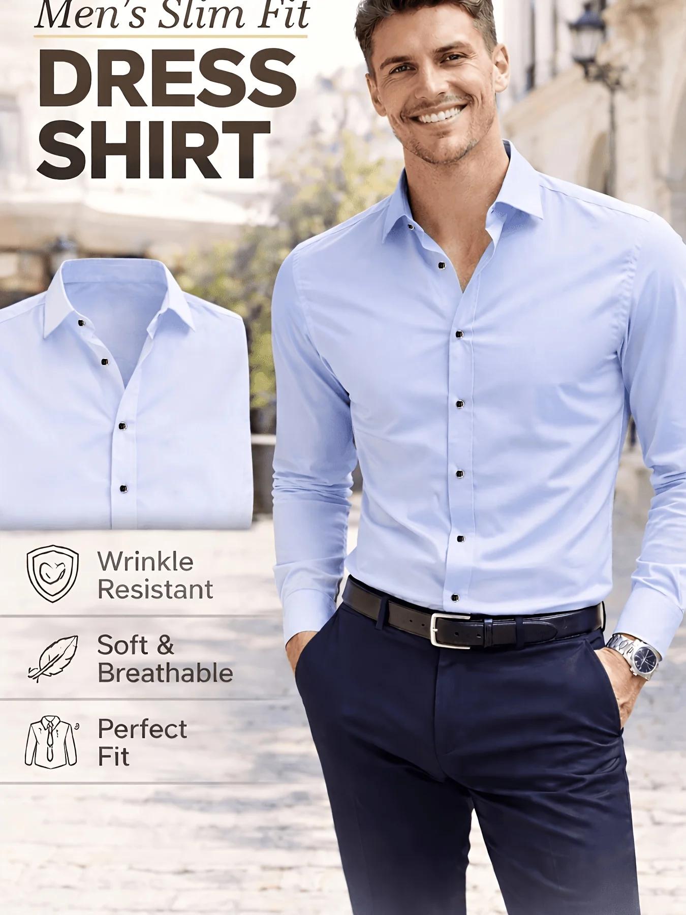 

Men's casual button-down shirt, fashionable men's shirt, suitable for various casual business outfits in various occasions