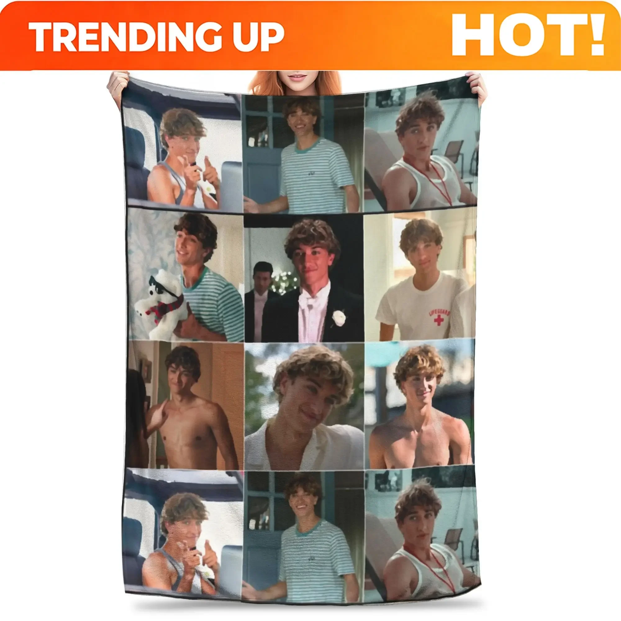 Custom Jeremiah Fisher Collage Flannel Throw Blanket The Summer I Turned Pretty Blanket For Bedding Couch Ultra-Soft Bedding Thr