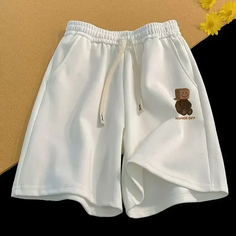 Fashion Cartoon Shorts Summer Men's Brown Bear Trendy Brand Heavyweight Drawstring Basketball Sports Fitness Large Middle Pants
