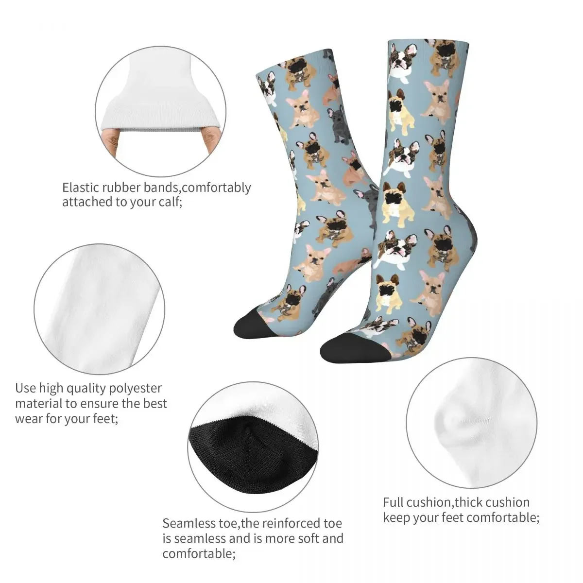 Happy Funny Men Socks Casual French Bulldogs Sock Love Puppy Animal Pet Women's Stockings Spring Summer Autumn Winter