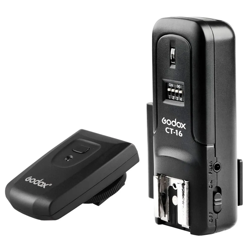 Godox CT-16 16채널 무선 라디오 플래시 트리거 송신기 + 캐논 니콘 펜탁스 스튜디오 스피드라이트 플래시용 수신기 2개 세트