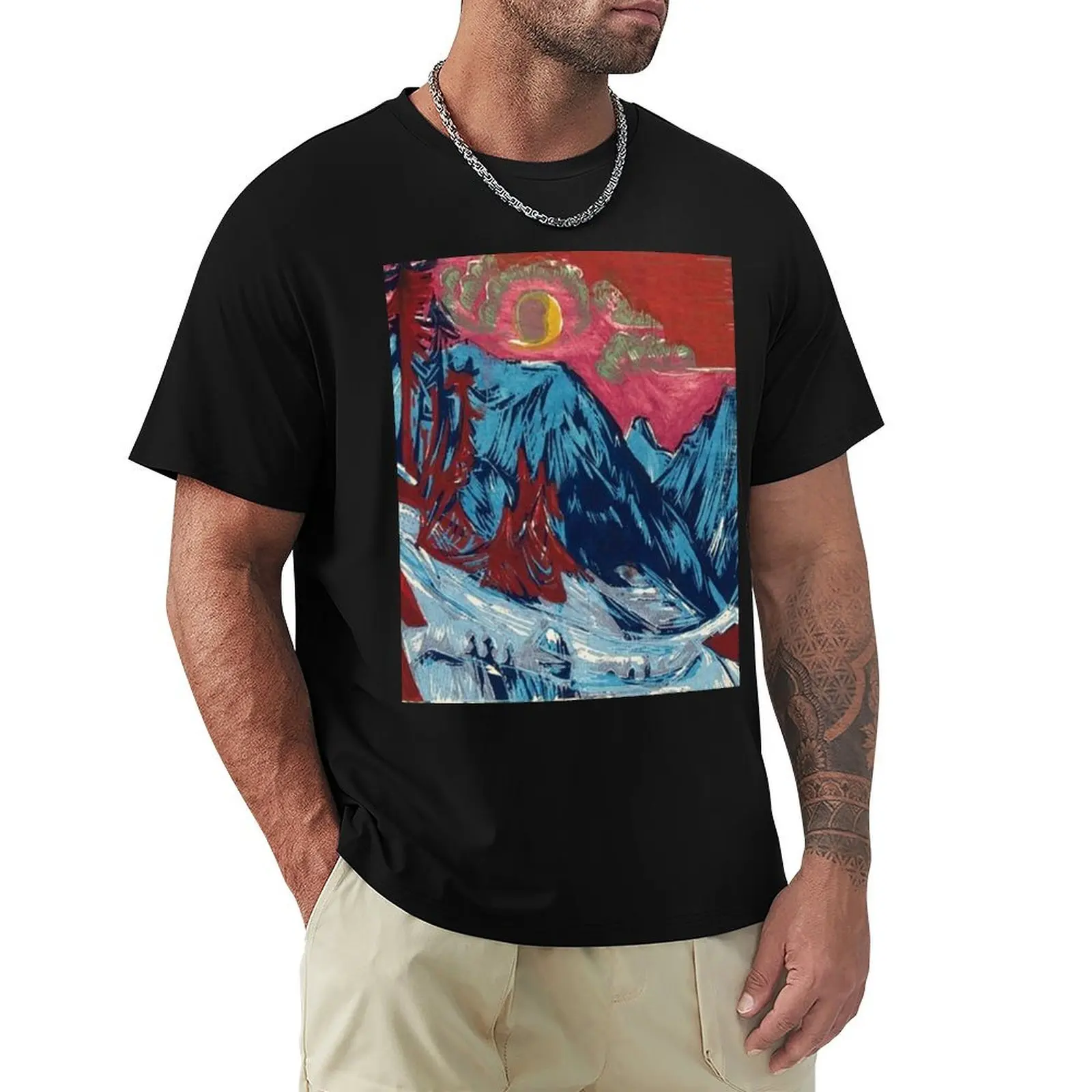 Ernst Ludwig Kirchner Mountains T-Shirt Basic Solid Color Short Sleeve T-Shirt