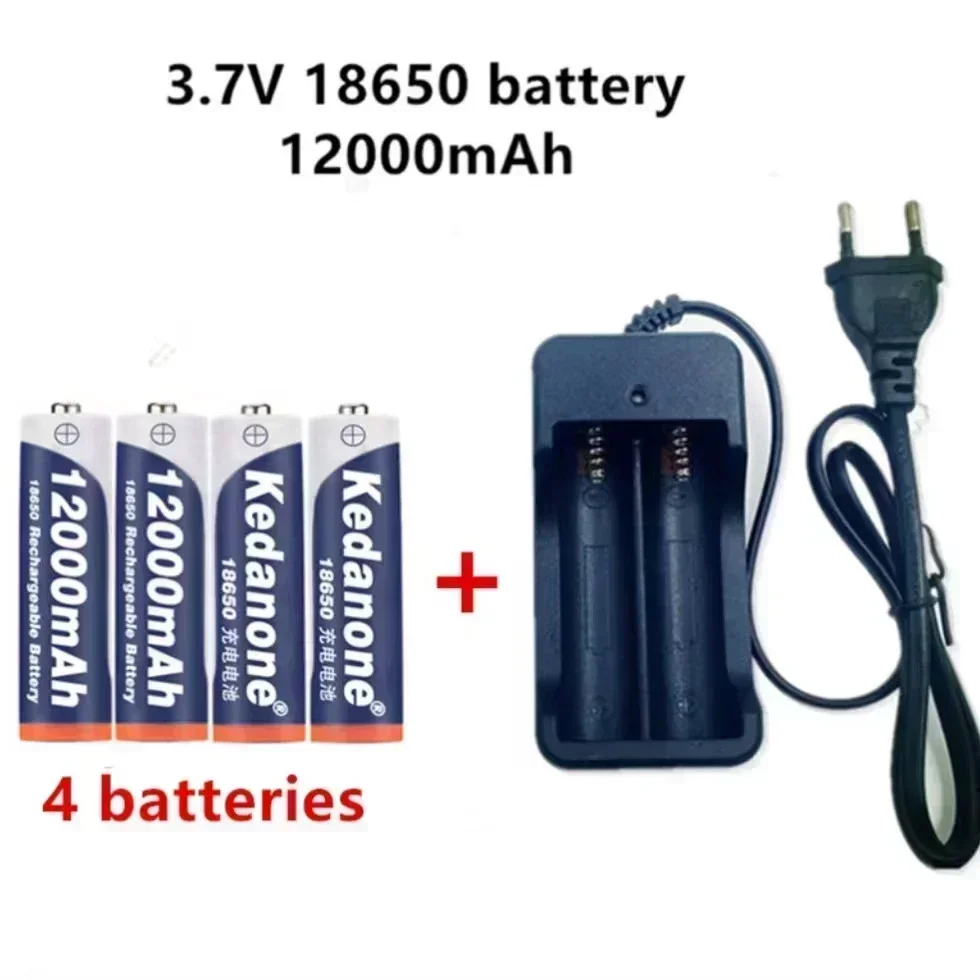 18650 Batteria Batteria ricaricabile 3.7V 18650 12000mAh Capacità Li-ion Batteria ricaricabile per Torcia elettrica Batteria + Caricabatterie