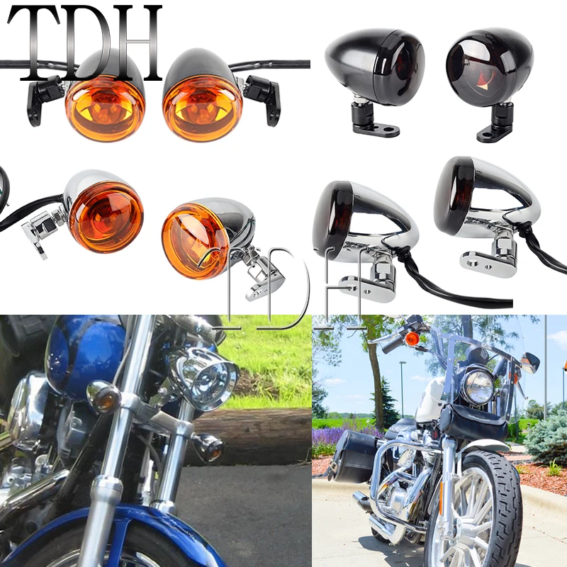 

Bullet Motorcycles Turn Signals Light W/ Bracket For Harley Softail Dyna Sportster Hugger XLH883 XL1200C XL1200S FXRS FXLR FXDWG