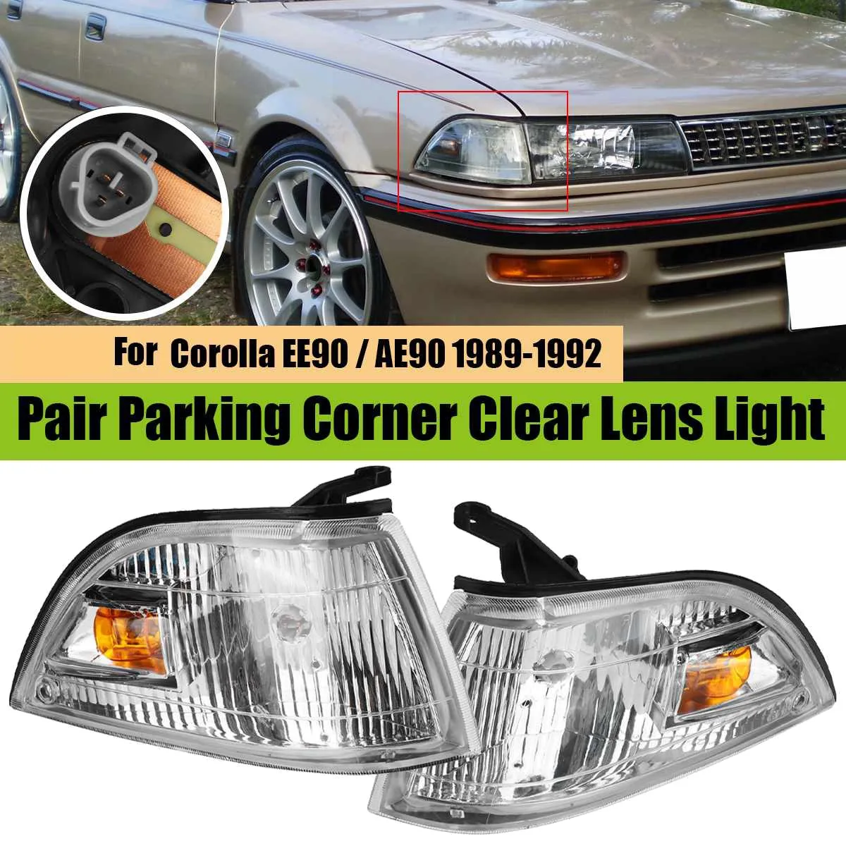 1 Pair Car Front Corner Lamp Signal Lamp Light for Toyota Corolla EE90 AE90 1989 1990 1991 1992—L48A