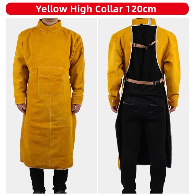 

Leather Suede Electric Welding Protective Suit Anti-Fire Scald Proof Flame Retardant Heat Insulation Clothing Work Apron 120cm