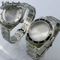 Miuksi 39mm silver watch case black blue green red silver bezel domed sapphire glass fit NH35 NH36 NH34 ETA2824 PT5000 movement