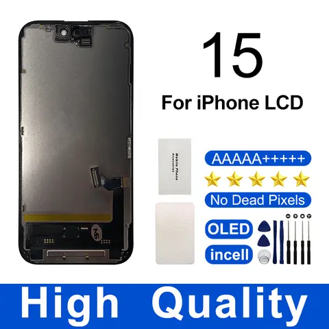 GX Tested OLED LCD For iPhone 15 Display With 3D Touch Screen Digitizer Assembly No Dead Pixel For A3090 LCD Replacement Display