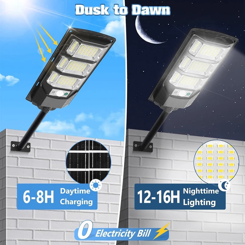 6800000LM LED الشمسية مصابيح خارجية ضوء الشمس محس حركة ضوء التحكم عن بعد 20000 واط مصباح للطاقة الشمسية مقاوم للماء جدار الشارع حديقة لام