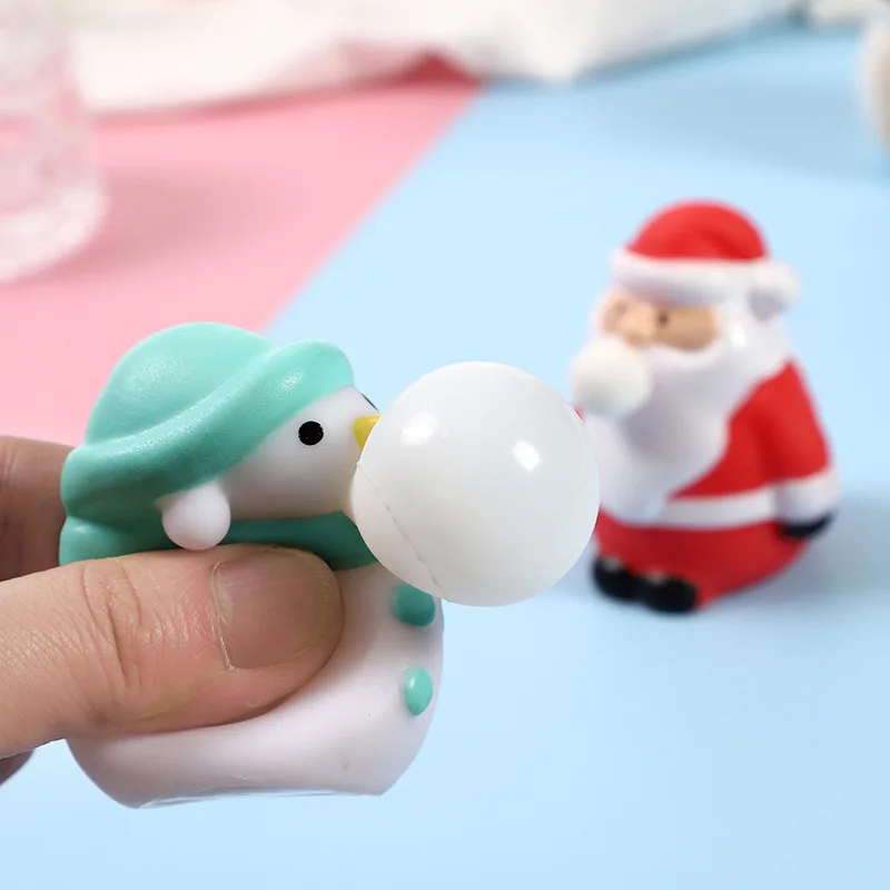 Brinquedo macio bolha de cuspe bonito papai noel bola macio pegajoso squishi alívio do estresse brinquedo engraçado presente espremer boneco de neve bola sensorial fidget