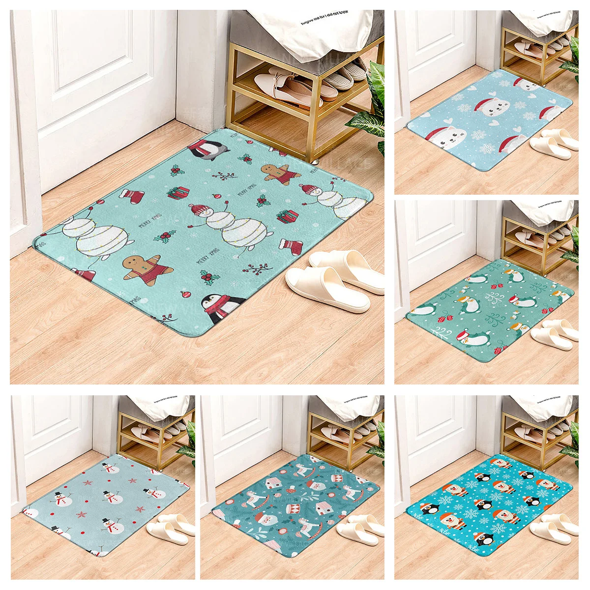 House entrance carpet Home door mat Living Room Bath Foot bathroom non-slip water absorption rugs bath Merry Christmas winter