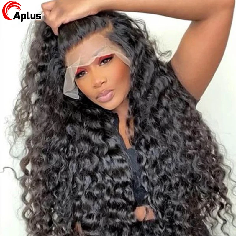 Perruque Lace Closure Wig indienne naturelle, cheveux humains bruts, Deep Wave, HD, 13x6, 5x5, 30 pouces, sans colle, pour femmes