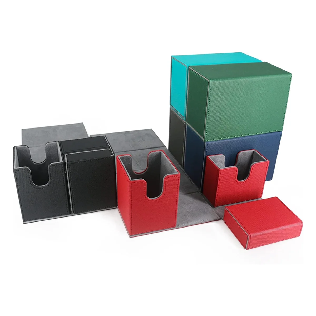 Caixa de baralho de cartas at42, caixa de cartão premium com bandeja de dados flip, caixa de armazenamento de baralho de cartas para esportes jogando cartas de jogo verde