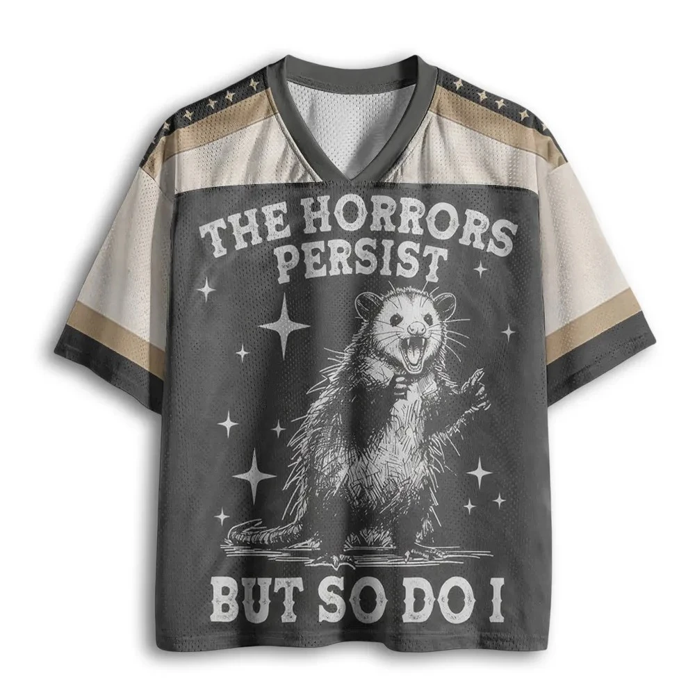 2026 Summer Fashion New Style Fun and Terrifying Presence Printed T-shirt Quick Drying Outdoor Sports and Leisure V-neck T-shirt