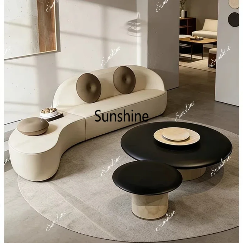 

Medieval style coffee table combination living room home paint high-end round coffee tableTJ