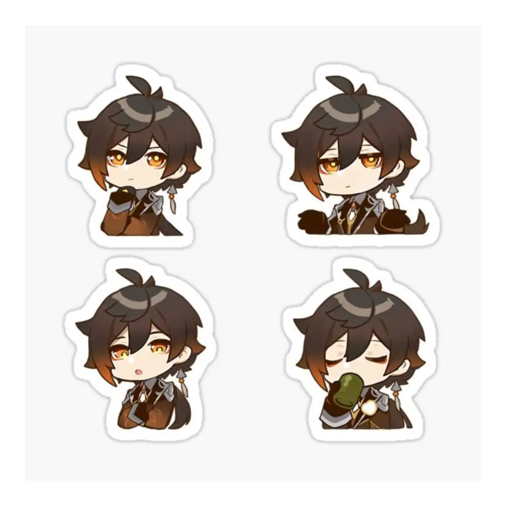 Zhongli Genshin Impact Chibis Set Sticker Car Window Bumpers Die-cut Vinyl Stickers Decorative Accessories