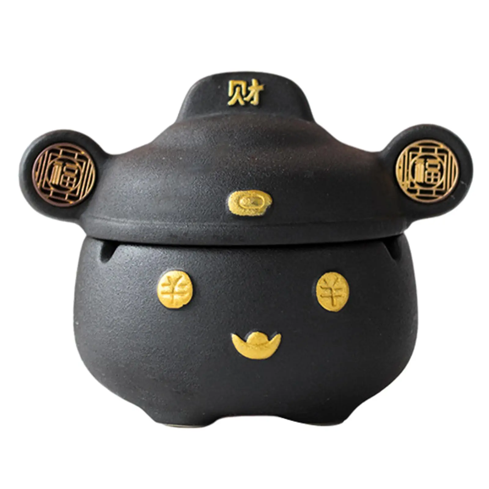 Modern Chinese God of Wealth with Lid Collectible Attract Wealth Resin Statue Sculpture for Living Room Men Gift Crafts