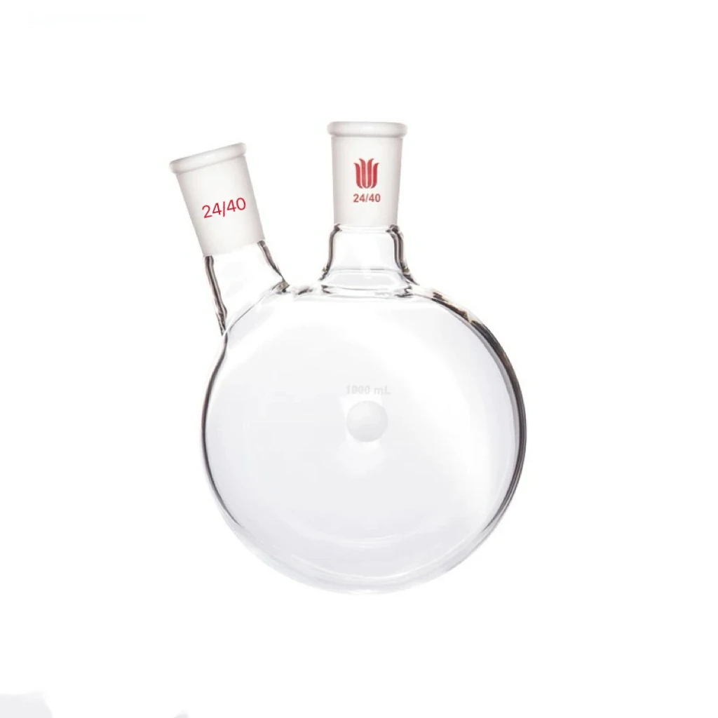

Two-necked Flask Oblique Shape, With Two Necks Standard Grinding Mouth, Capacity 1000ml 24/40, Double Necked Round Bottom Flask